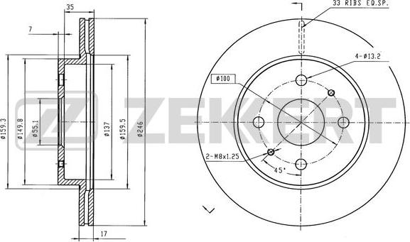 Zekkert BS-6592 - Тормозной диск avtokuzovplus.com.ua