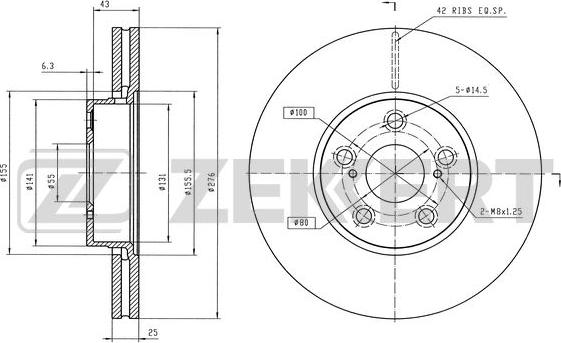 Zekkert BS-6613 - Тормозной диск avtokuzovplus.com.ua