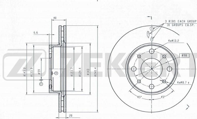 Zekkert BS-6629 - Гальмівний диск autocars.com.ua