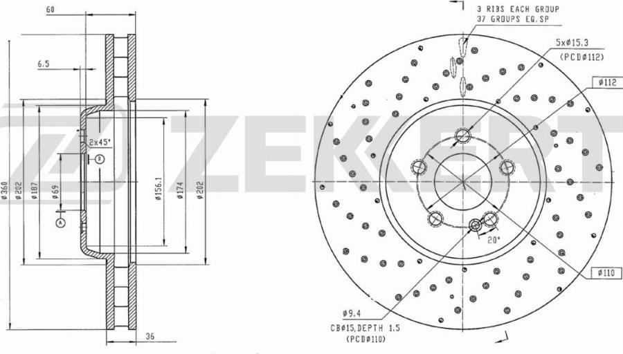 Zekkert BS-6644B - Тормозной диск avtokuzovplus.com.ua