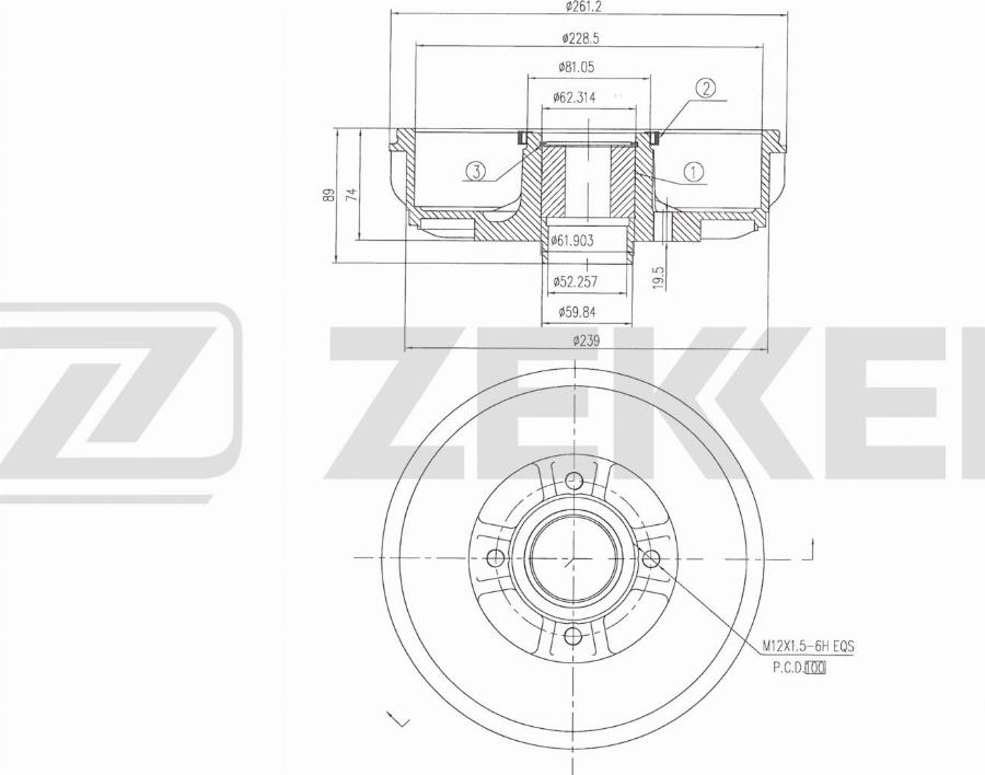 Zekkert BS-6651 - Тормозной барабан avtokuzovplus.com.ua