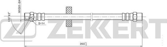 Zekkert BS-9398 - Шланг тормозной задний Audi 80 72-  100 76-  A6 94-  VW Golf I-II 74-  VW Jetta I-II 78-  Passat 73- autodnr.net