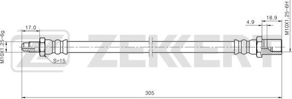 Zekkert BS-9502 - Шланг тормозной задний Lada Zhiguli 70-  Toscana 2107 83-  Nova 2105 81-  Riva 2104 85- autodnr.net
