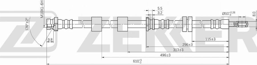 Zekkert BS-9564 - Гальмівний шланг autocars.com.ua