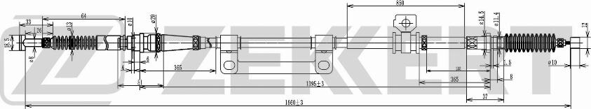 Zekkert BZ-1028 - Тросик, cтояночный тормоз autodnr.net