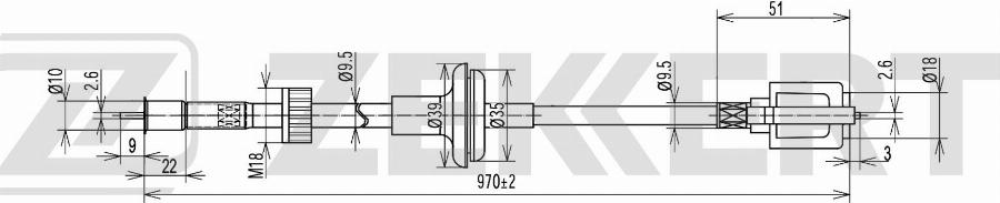 Zekkert BZ-1385 - Тросик спидометра avtokuzovplus.com.ua