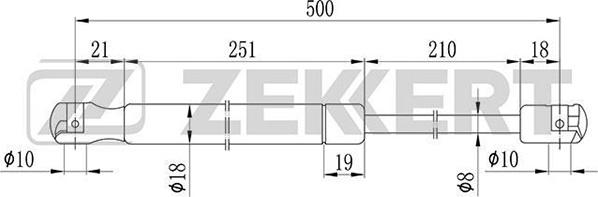 Zekkert GF-1021 - Газова пружина, кришка багажник autocars.com.ua