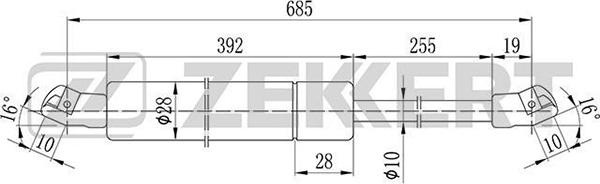 Zekkert gf-1023 - Газовая пружина, упор autodnr.net