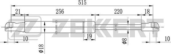 Zekkert GF-1032 - Газовая пружина, упор avtokuzovplus.com.ua