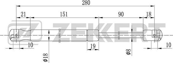 Zekkert GF-1050 - Газовая пружина, упор autodnr.net