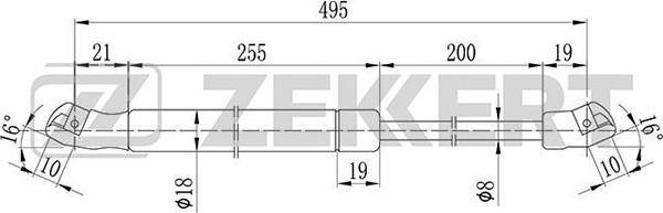 Zekkert GF-1073 - Пружина газовая багажника Skoda Octavia 1U2 96- autodnr.net