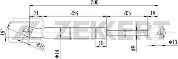 Zekkert GF-1074 - Газова пружина, кришка багажник autocars.com.ua