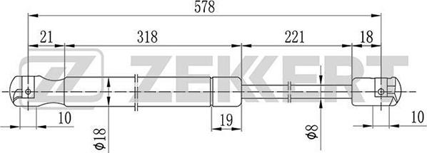 Zekkert GF-1098 - Газовая пружина, упор avtokuzovplus.com.ua