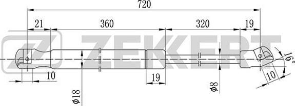 Zekkert GF-1113 - Газовая пружина, капот autodnr.net