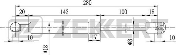Zekkert gf-1125 - Газовая пружина, упор autodnr.net