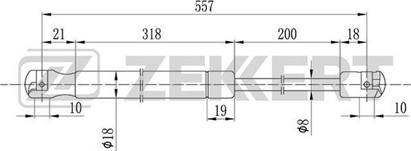 Zekkert GF-1130 - Газова пружина, кришка багажник autocars.com.ua
