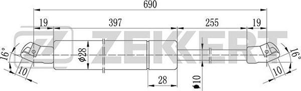 Zekkert GF-1159 - Газова пружина, кришка багажник autocars.com.ua