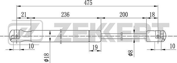 Zekkert GF-1176 - Газова пружина, кришка багажник autocars.com.ua