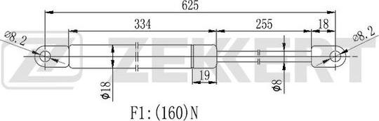 Zekkert GF-1243 - Газовая пружина, капот autodnr.net