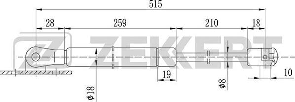 Zekkert GF-1339 - Газова пружина, капот autocars.com.ua