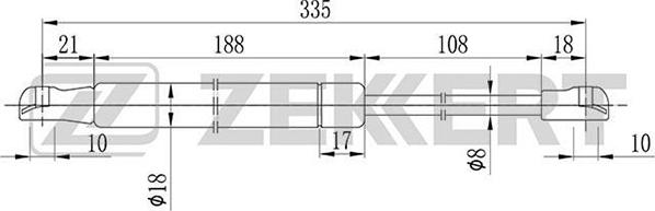 Zekkert GF-1423 - Газова пружина, капот autocars.com.ua