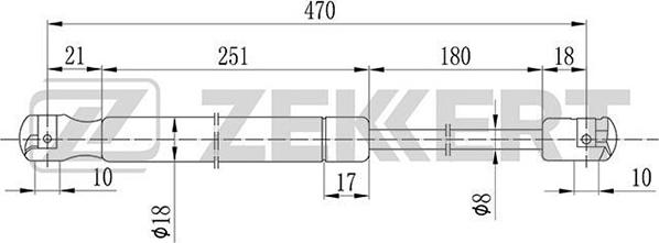 Zekkert GF-1432 - Газова пружина, кришка багажник autocars.com.ua