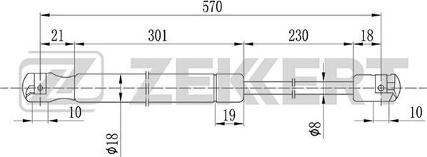 Zekkert GF-1446 - Пружина газовая багажника Mitsubishi Carisma 95- autodnr.net