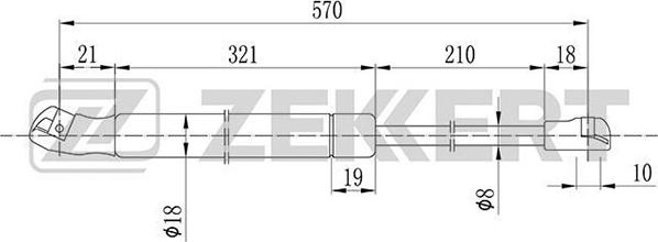 Zekkert GF-1492 - Пружина газовая багажника Opel Vectra B 96- autodnr.net