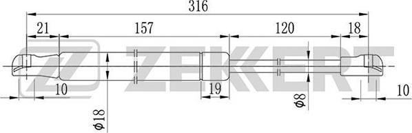 Zekkert gf-1571 - Газовая пружина, капот autodnr.net