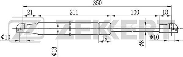Zekkert GF-1572 - Газова пружина, кришка багажник autocars.com.ua