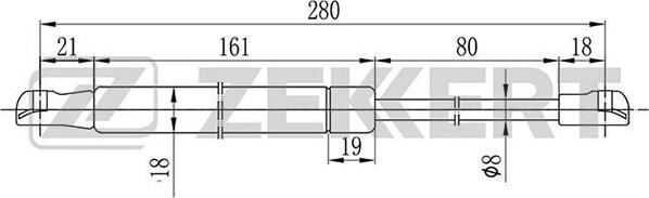 Zekkert GF-1609 - Газова пружина, кришка багажник autocars.com.ua