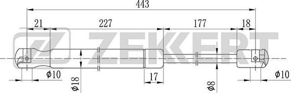 Zekkert GF-1682 - Пружина газовая багажника Skoda Fabia 6Y2 6Y5 99- замена для GF-2134 autodnr.net