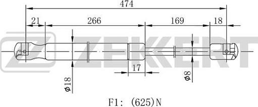 Zekkert GF-1782 - Газова пружина, кришка багажник autocars.com.ua