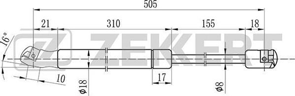 Zekkert gf-1803 - Газовая пружина, упор autodnr.net