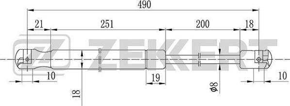 Zekkert GF-1834 - Пружина газовая багажника Skoda Fabia 542 545 06- autodnr.net
