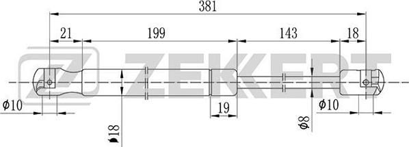 Zekkert gf-1899 - Газовая пружина, заднее стекло autodnr.net