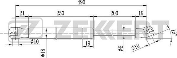 Zekkert GF-1914 - Пружина газовая багажника Skoda Octavia 1Z5 04- autodnr.net