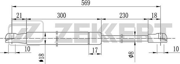 Zekkert GF-1995 - Газова пружина, кришка багажник autocars.com.ua