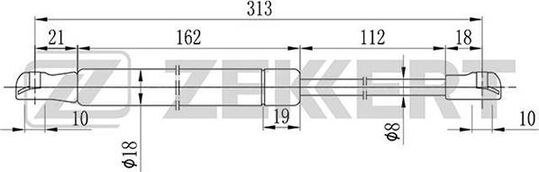 Zekkert GF-2026 - Газова пружина, капот autocars.com.ua