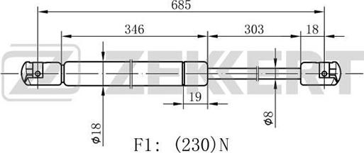 Zekkert GF-2028 - Пружина газовая капота MB S-Class 220 98- autodnr.net