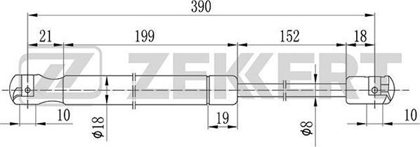 Zekkert GF-2075 - Пружина газовая капота VW Multivan V  VI 09-  Transporter V  VI 03- autodnr.net