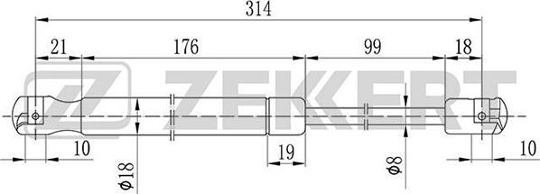 Zekkert gf-2080 - Газовая пружина, капот autodnr.net