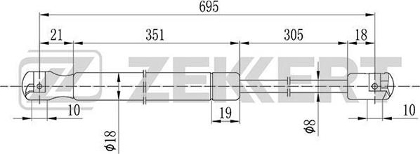 Zekkert gf-2085 - Газовая пружина, капот autodnr.net