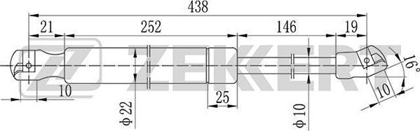 Zekkert GF-2086 - Пружина газовая капота Toyota LC 100 98- autodnr.net