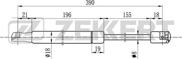 Zekkert GF-2088 - Газовая пружина, капот avtokuzovplus.com.ua