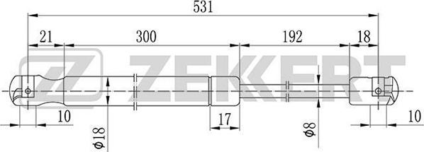 Zekkert GF-2097 - Газовая пружина, упор avtokuzovplus.com.ua