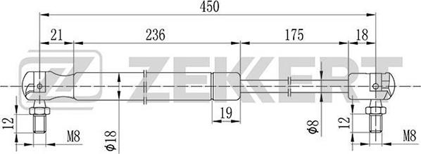 Zekkert GF-2100 - Пружина газовая багажника Lada 2104 85-  Samara 2108 2109 2113 2114 86- замена для GF-1038 autodnr.net
