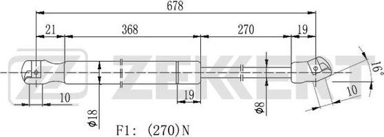 Zekkert GF-2119 - Газовая пружина, капот avtokuzovplus.com.ua