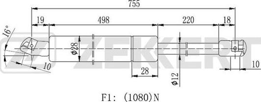 Zekkert GF-2138 - Газовая пружина, упор avtokuzovplus.com.ua