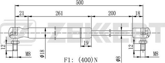 Zekkert GF-2154 - Газовая пружина, упор avtokuzovplus.com.ua